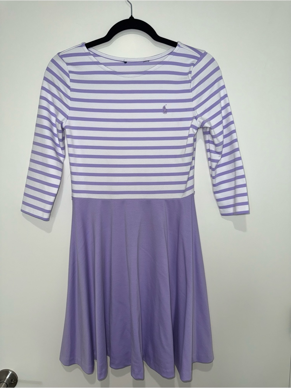 Ralph Lauren Lavender and White Striped Fit-and-Flare Dress